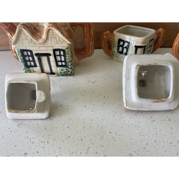 Teapot Creamer Sugar Set Cottage Ware Kensington England Original 1960's - Picture 8 of 13